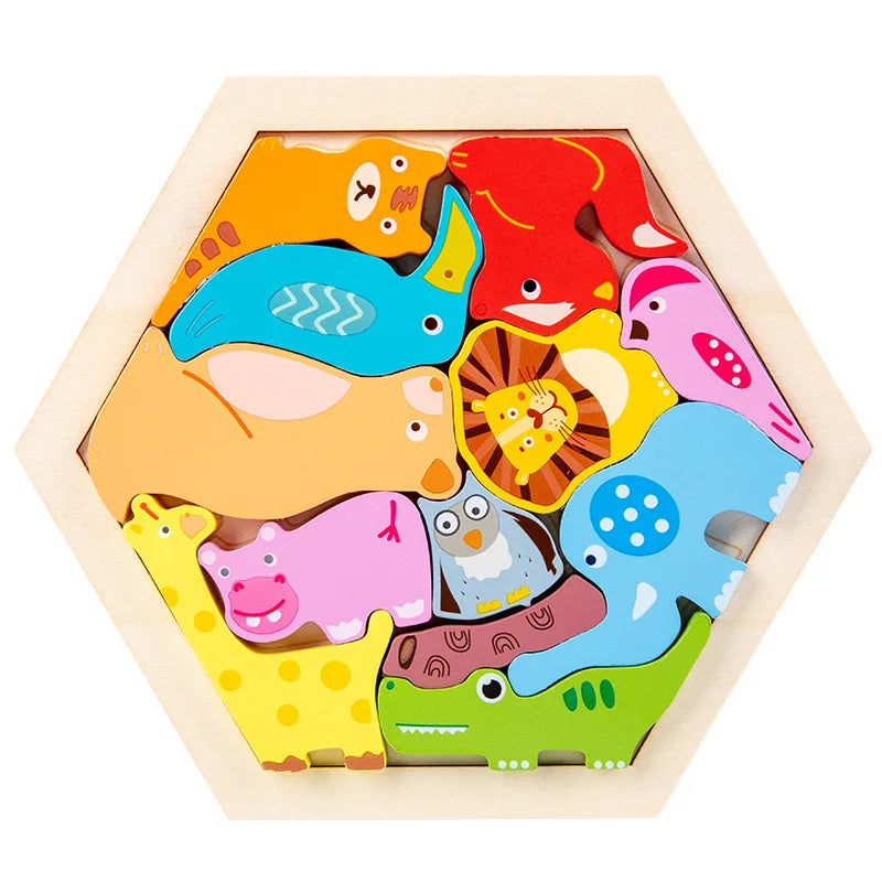 Wooden Toy Hexagonal Tangram-5