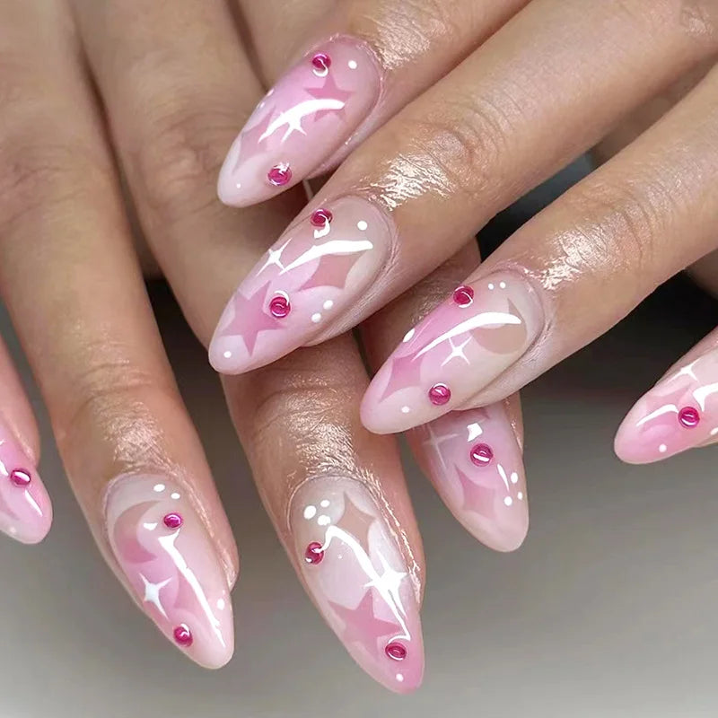 Medium-length Acrylic Almond Fake Nails