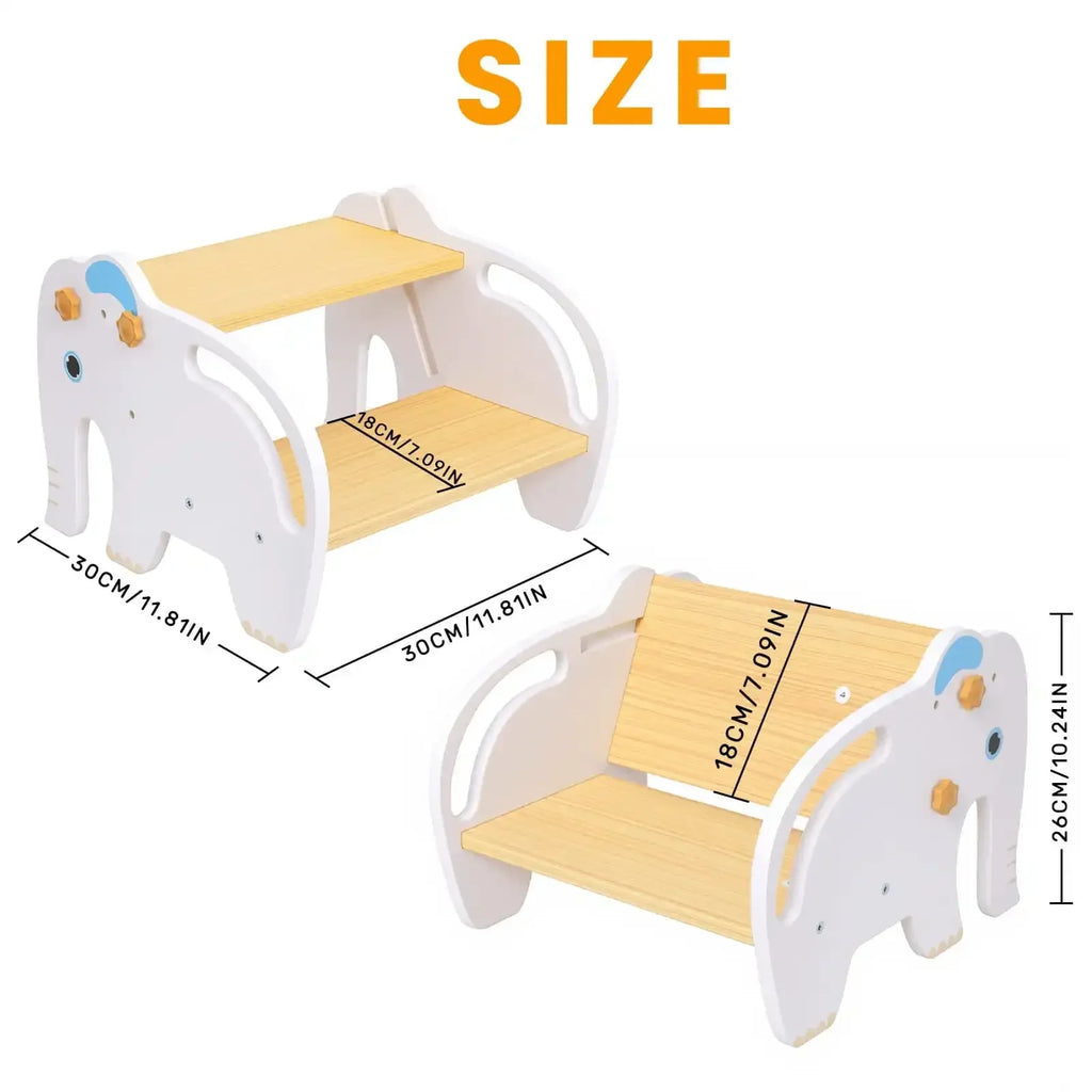 2-in-1 Kids Wooden Step Stool Chair-1