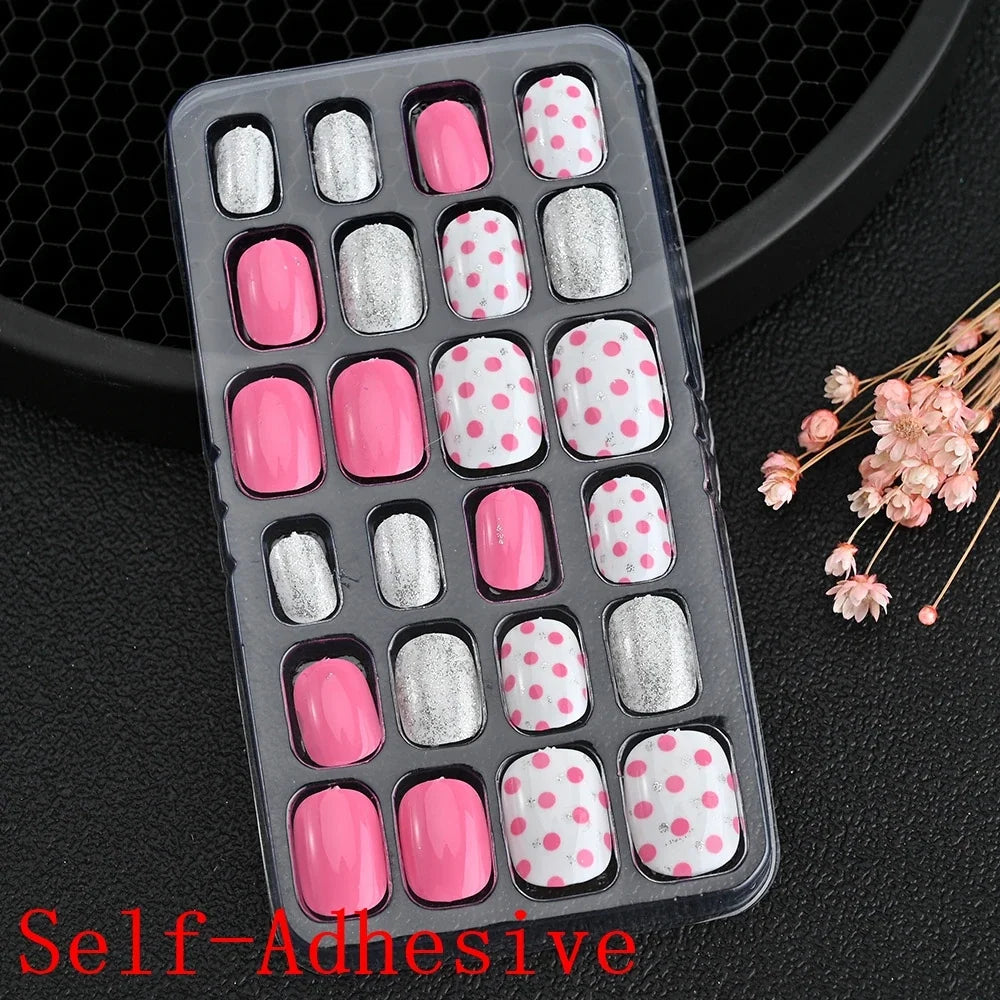 Children Press On Nails 24 Pcs Cute Fake Nails
