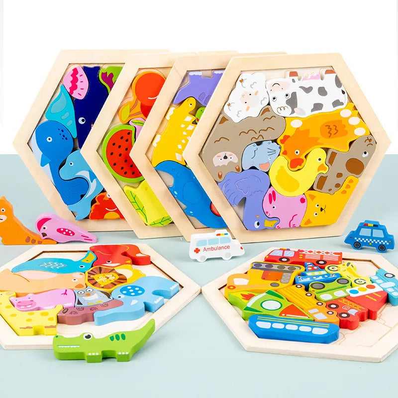 Wooden Toy Hexagonal Tangram-0