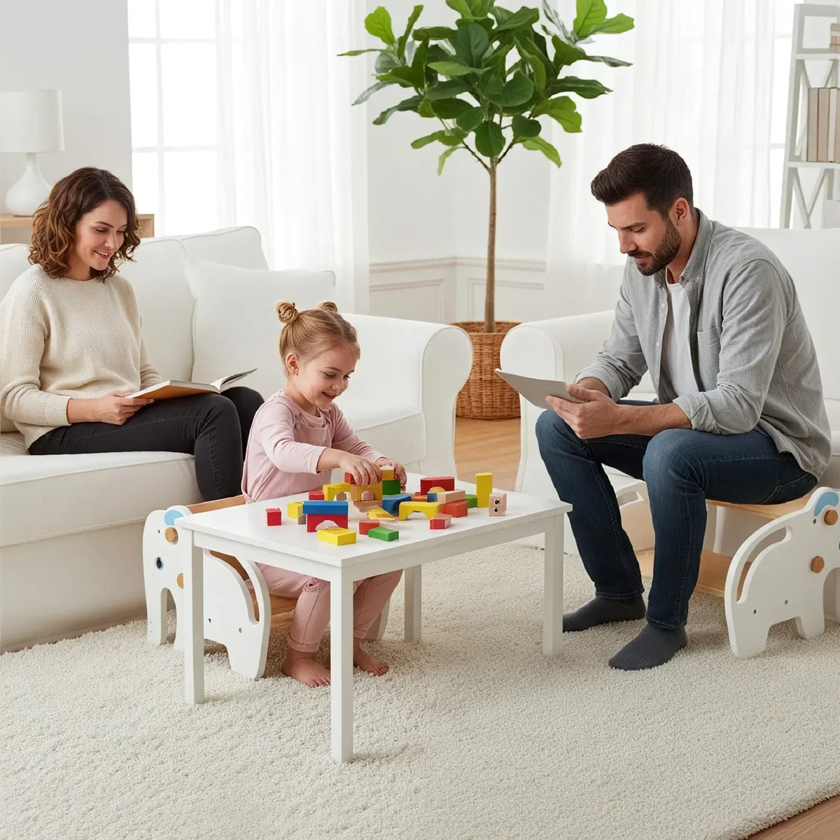 2-in-1 Kids Wooden Step Stool Chair-4