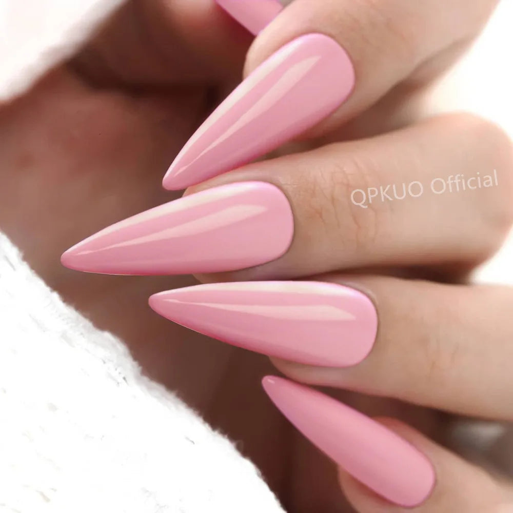 Shiny Black Stiletto Fake Nails
