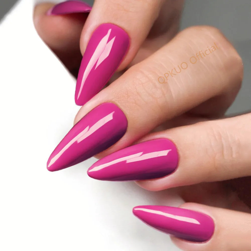 Shiny Black Stiletto Fake Nails