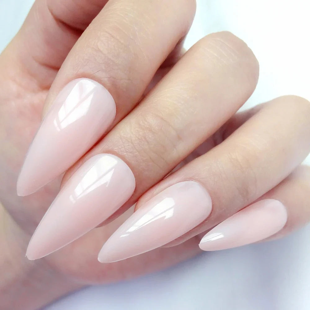 Shiny Black Stiletto Fake Nails