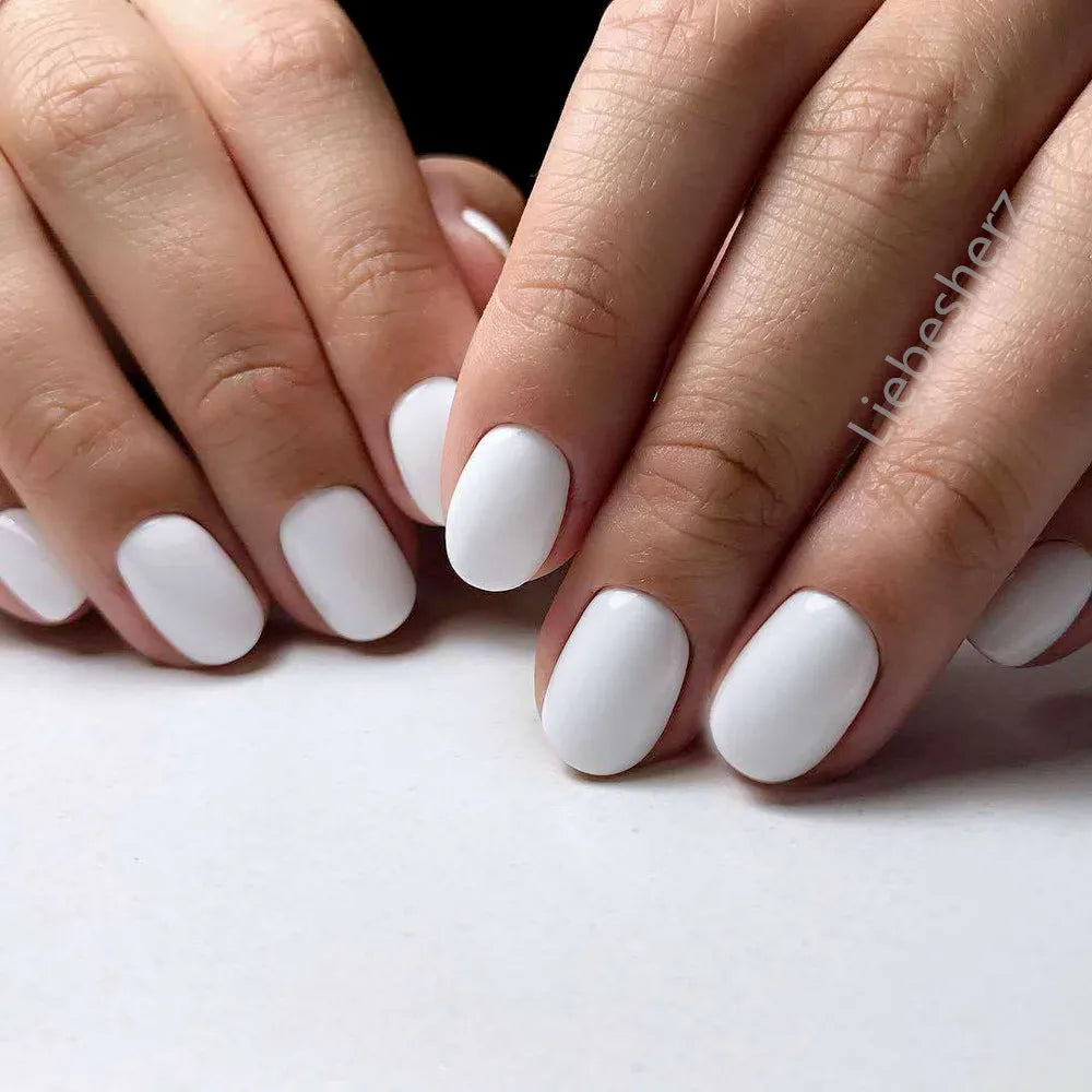Shiny Wine Red Oval Short Fake Nails