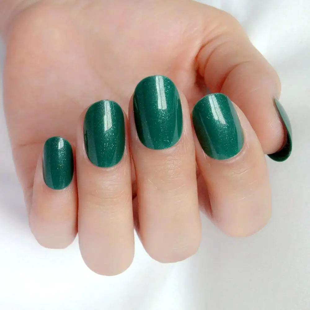 Shiny Wine Red Oval Short Fake Nails