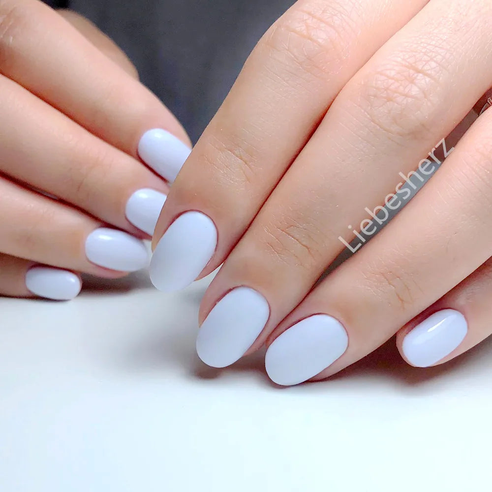 Shiny Wine Red Oval Short Fake Nails