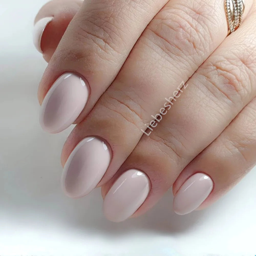 Shiny Wine Red Oval Short Fake Nails