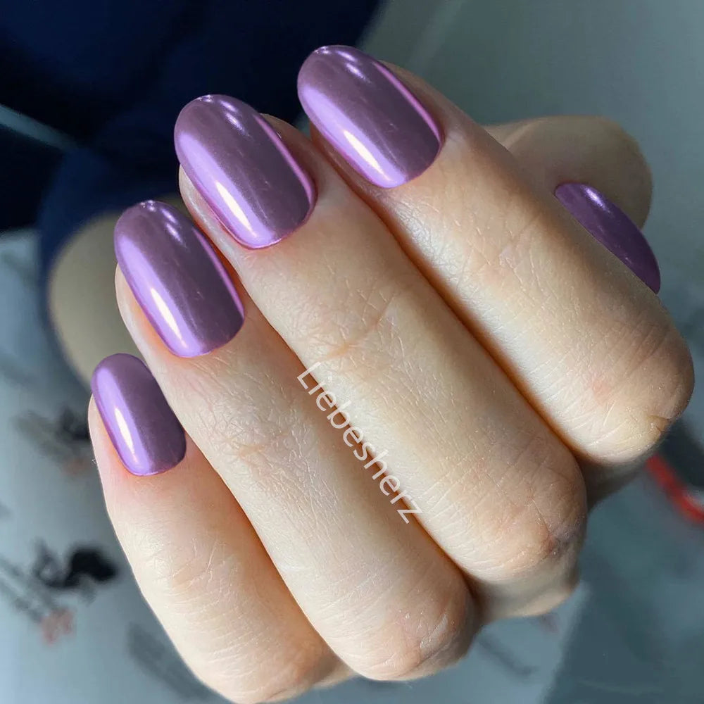 Shiny Wine Red Oval Short Fake Nails