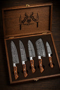 Handmade 5Pcs Kitchen Chef Knives Set for Custom order Wooden Box