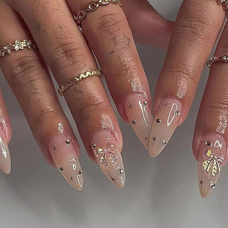 Wine Red Almond Fake Nails