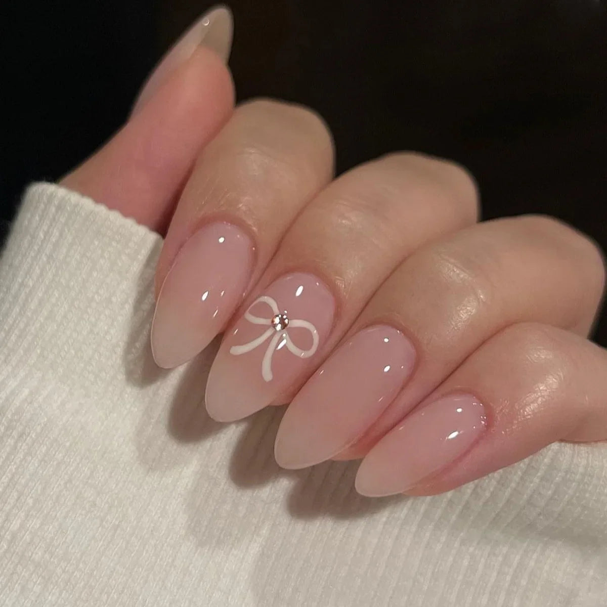 Wine Red Almond Fake Nails