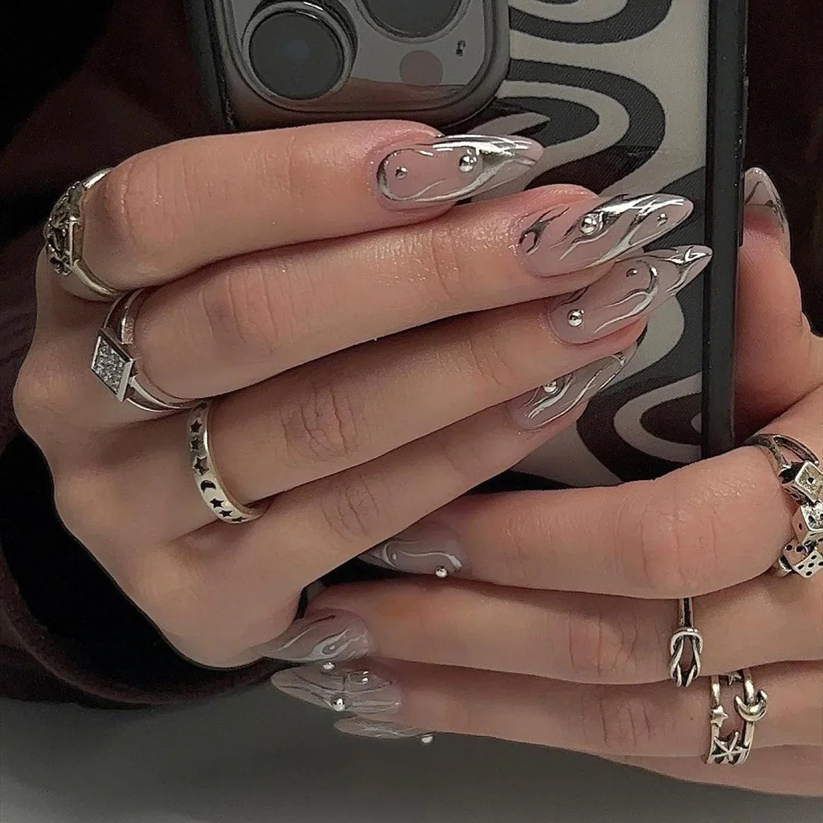 Wine Red Almond Fake Nails