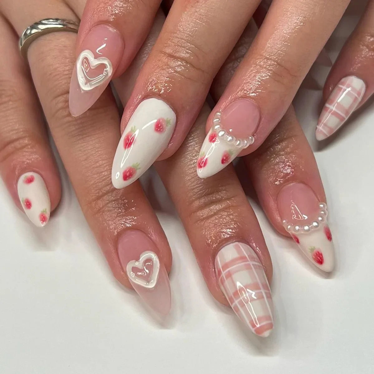 Wine Red Almond Fake Nails