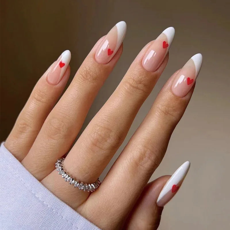 Wine Red Almond Fake Nails