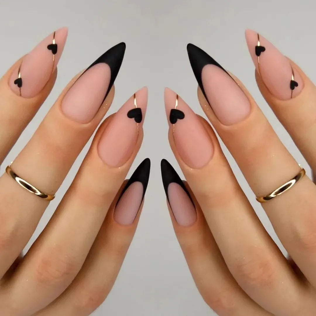 Wine Red Almond Fake Nails