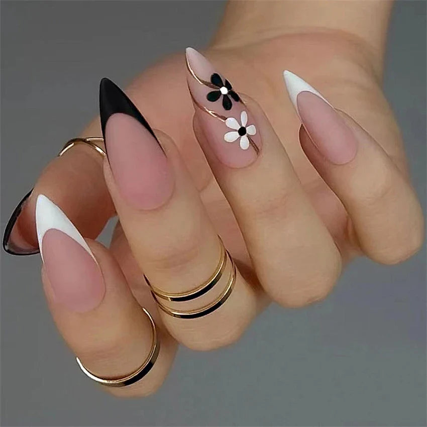Wine Red Almond Fake Nails