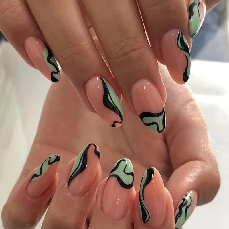 Wine Red Almond Fake Nails