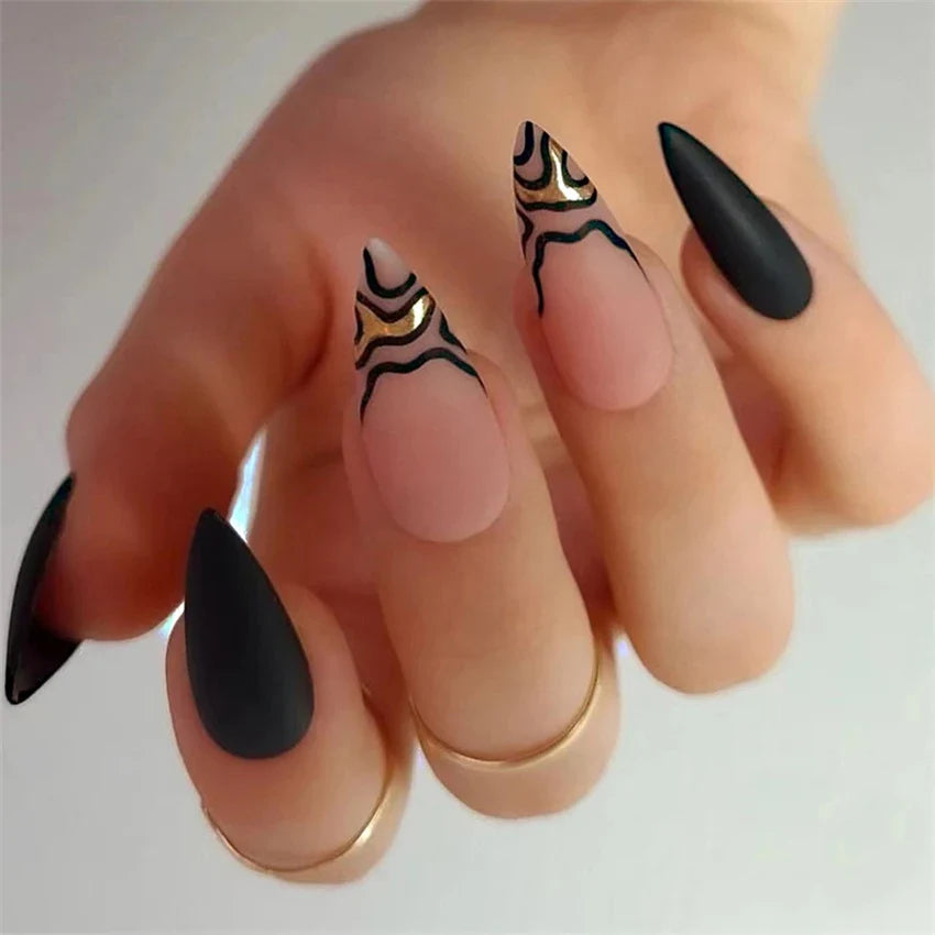 Wine Red Almond Fake Nails