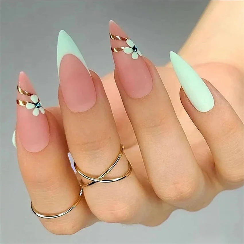 Wine Red Almond Fake Nails