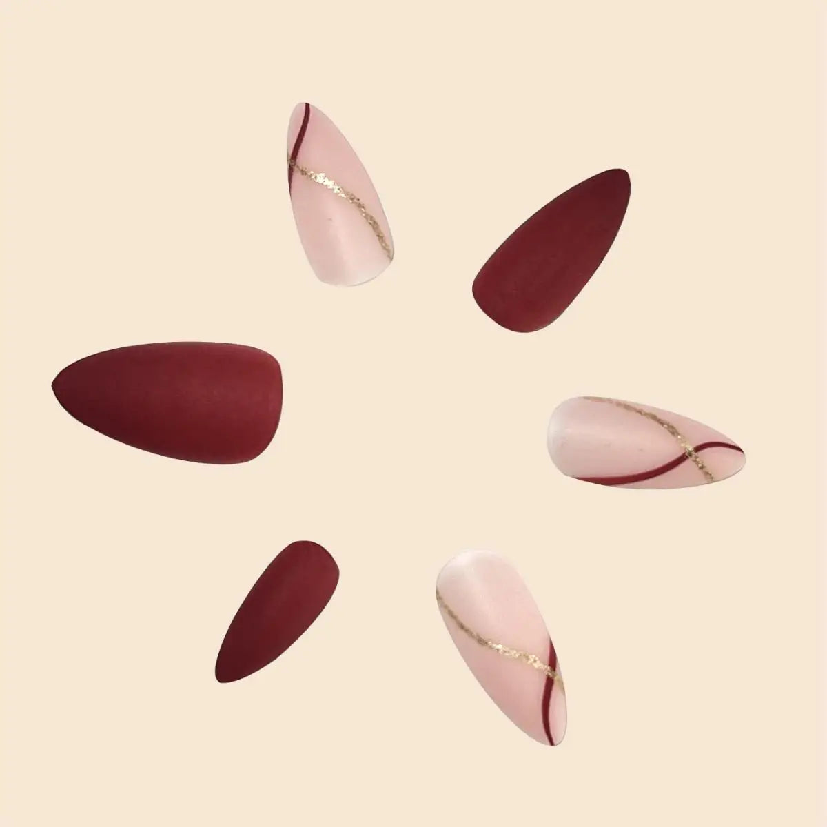 Women Girls 24Pcs Medium Drop Shape Fake Nails