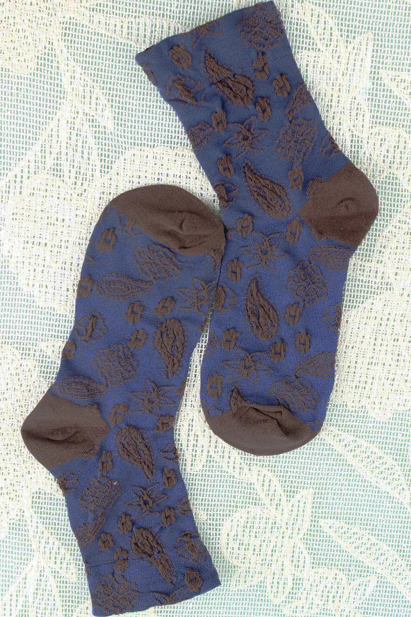 Cashew Print Crew Socks – Soft Patterned Women’s Socks