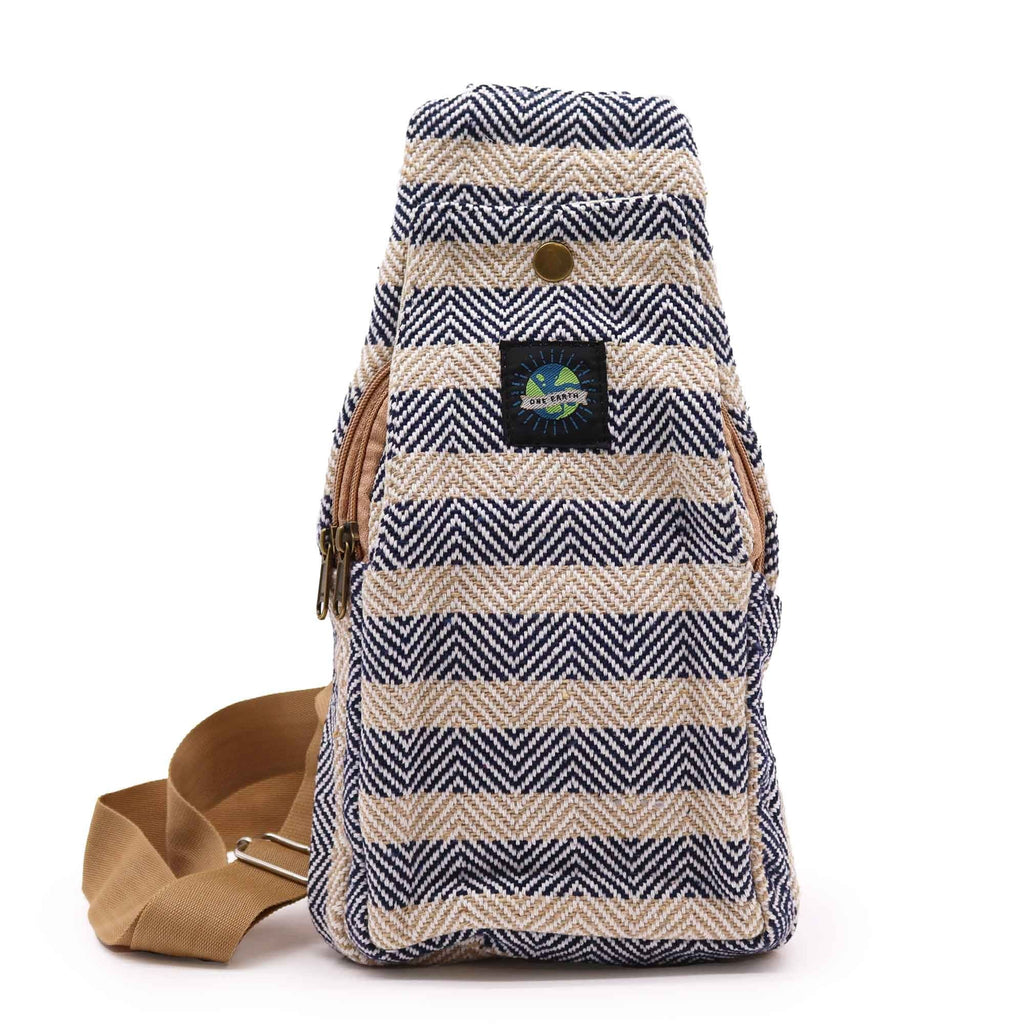 Body Cross Bag Cotton - Tan & Navy