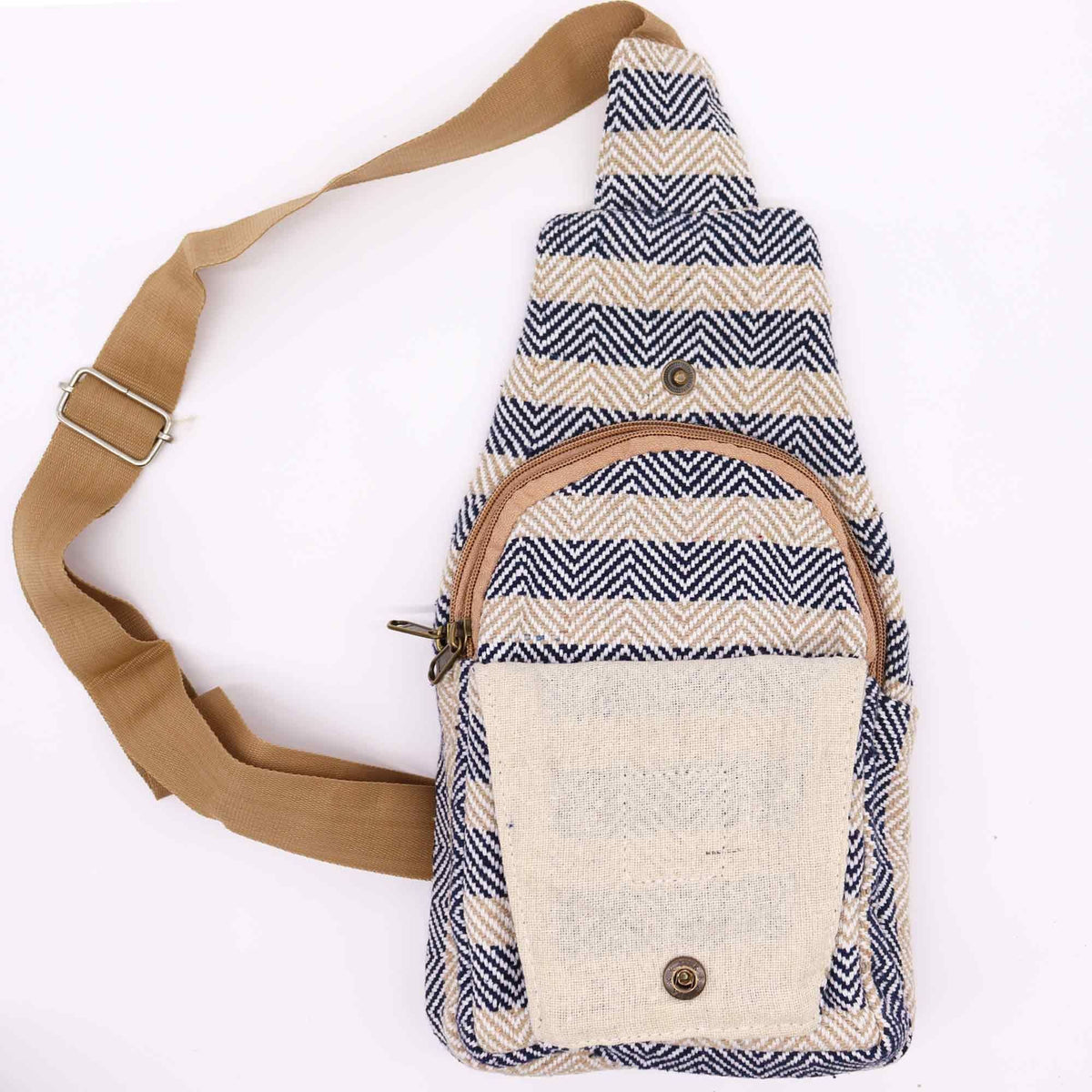 Body Cross Bag Cotton - Tan & Navy