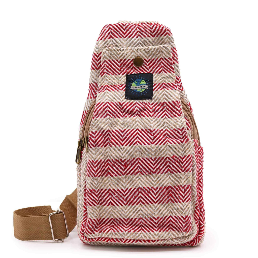 Body Cross Bag Cotton - Tan & Pink