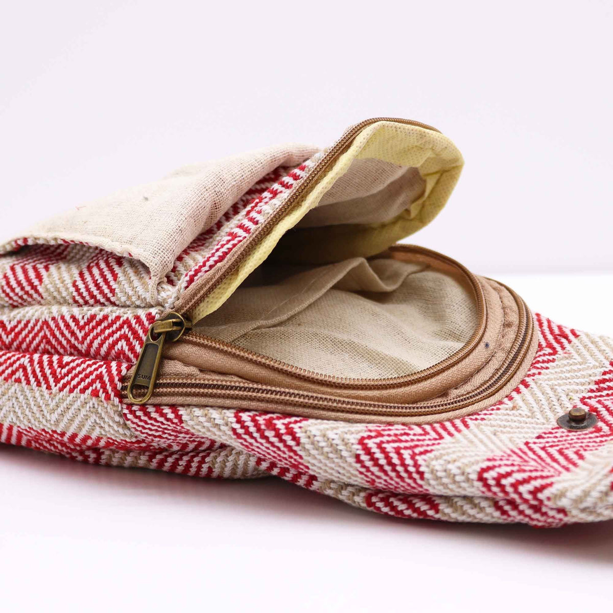 Body Cross Bag Cotton - Tan & Pink