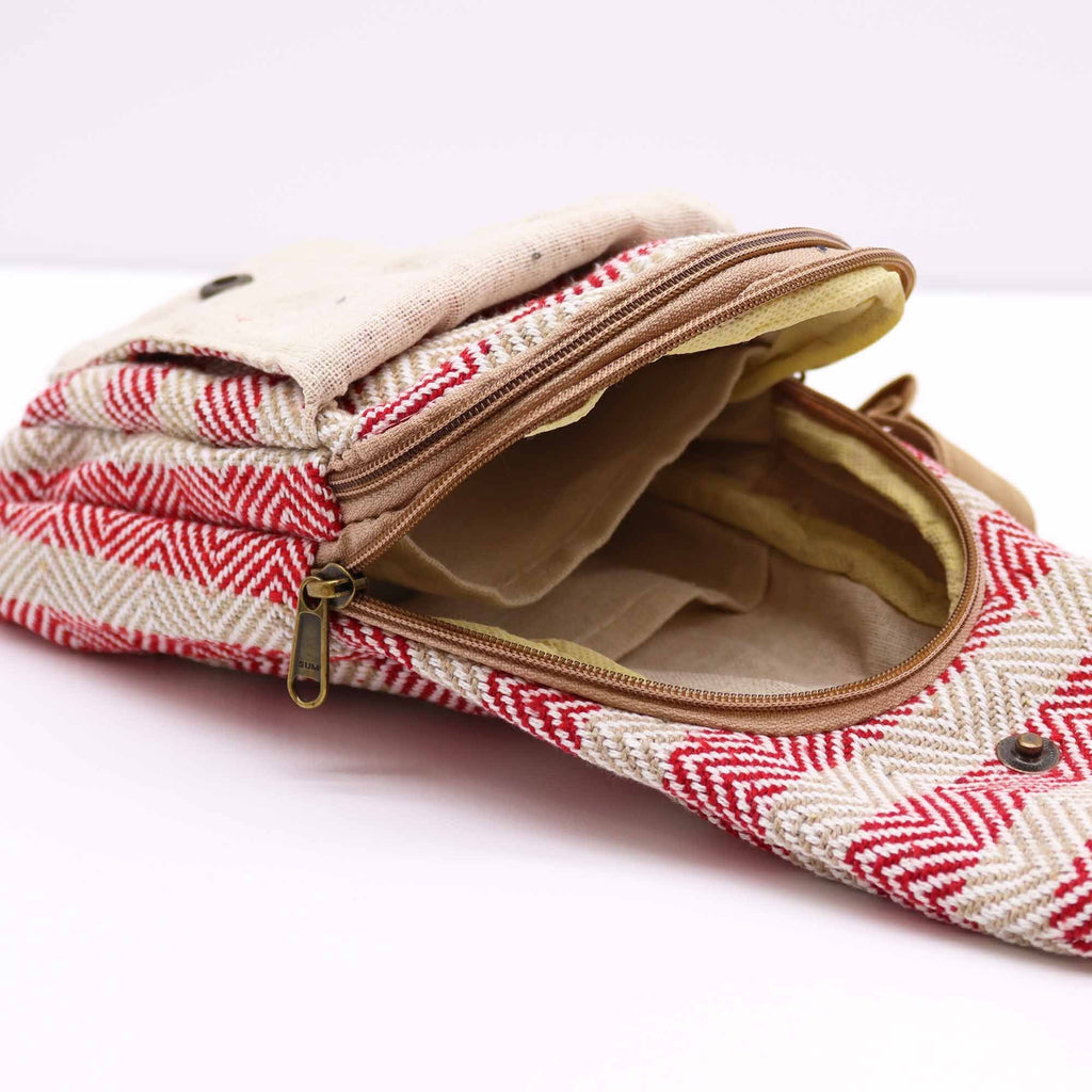Body Cross Bag Cotton - Tan & Pink