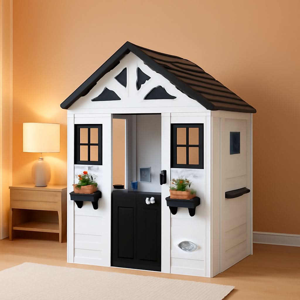 Brilliant White Cedar Outdoor Play house With Kitchen-0